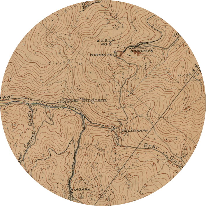 A topographic map of Bingham Canyon mining district from 1901