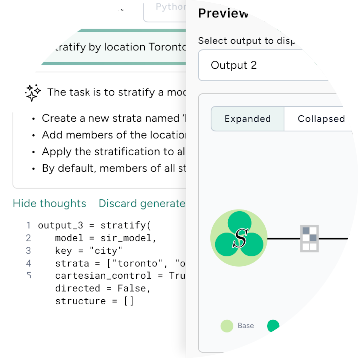 Stratify operator with an AI assistant providing code and previews based on natural language prompts.
