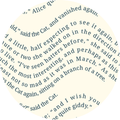 Passage of Alice in Wonderland visualizated in wavy text